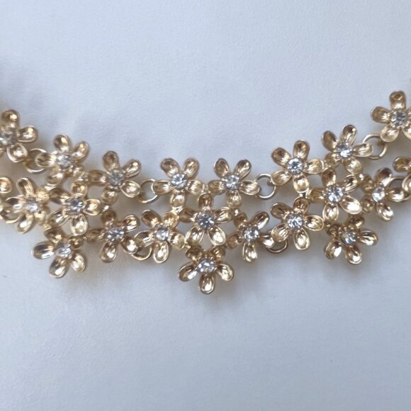 Francesca's Collections Gold Floral Jewelry Set (Earrings & Statement Necklace) - Picture 6 of 7